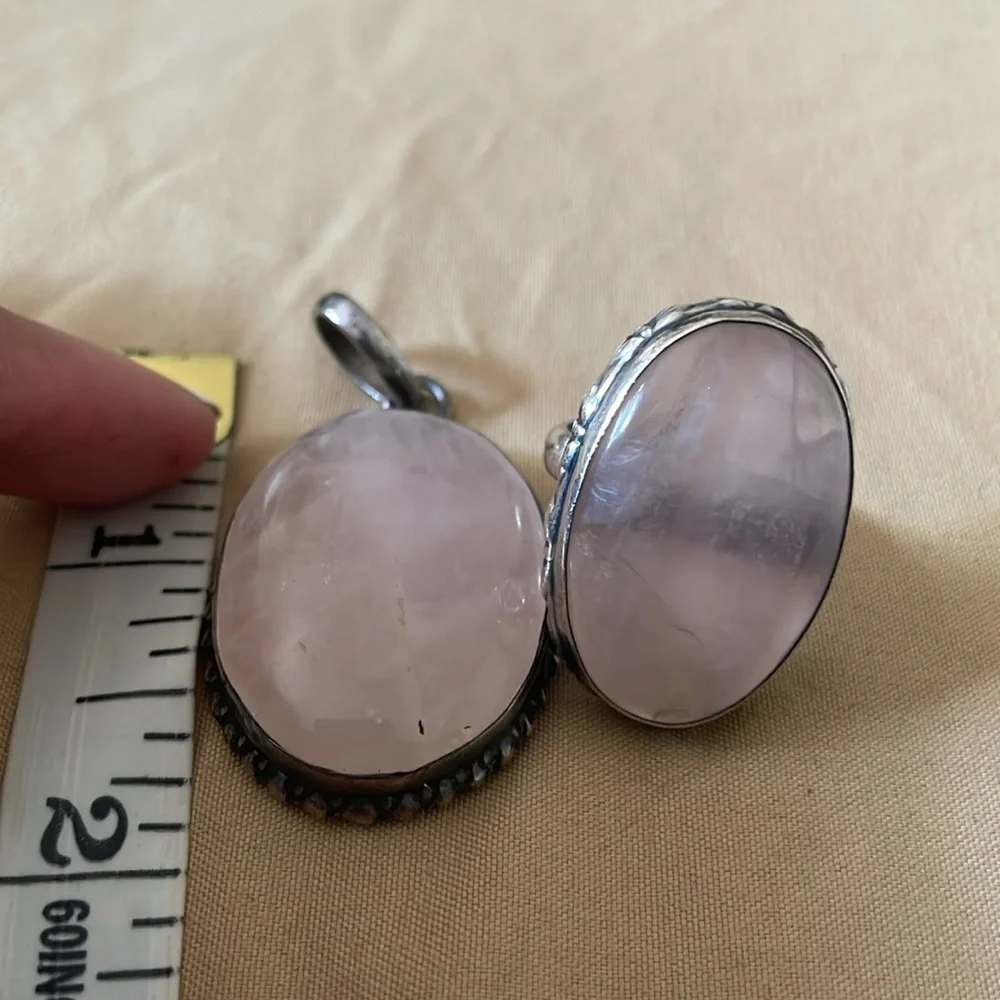 Vintage 925 Silver and Rose Quartz Pendant & Ring Set - Picture 7 of 7